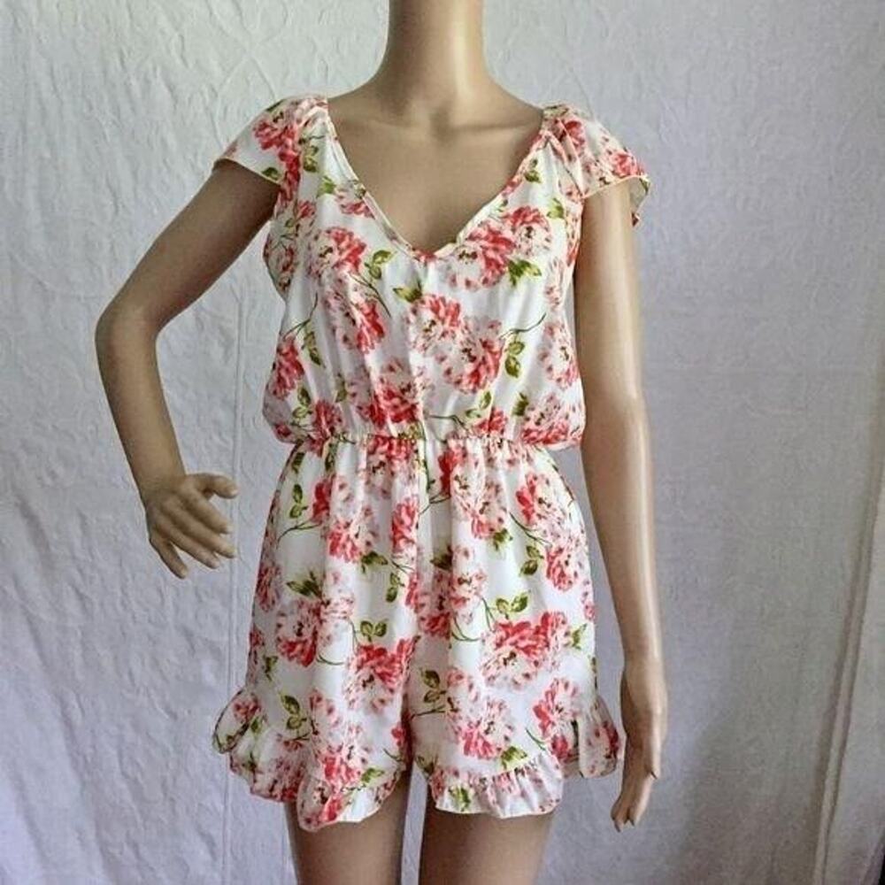 Pins and Needles Pink Floral Ruffle Romper